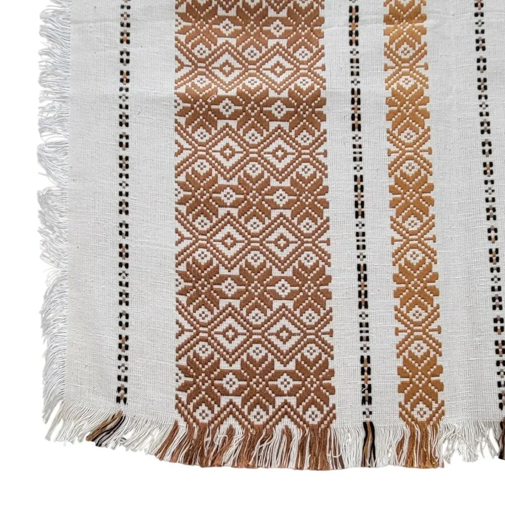 Vintage Yugoslav Linen Tablecloth & Napkin Set Folk Motif Kamnik Slovenia NOS